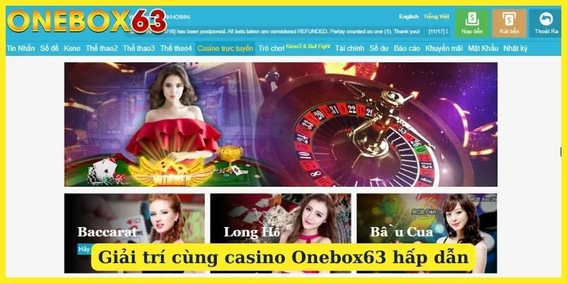 Giải trí cùng casino Onebox63 hấp dẫn