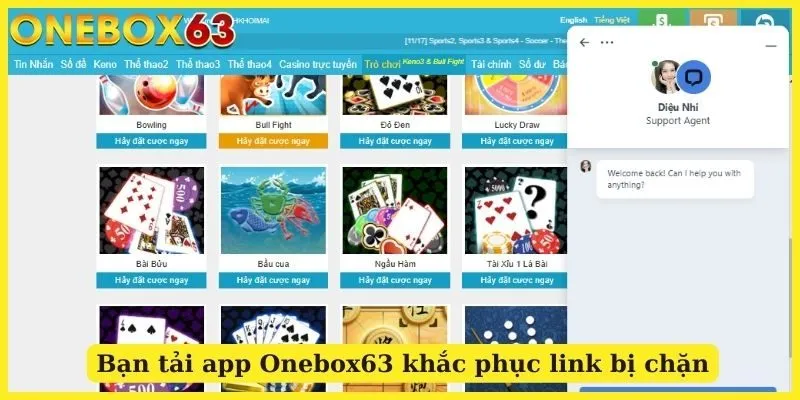 Bạn tải app Onebox63 khắc phục link bị chặn